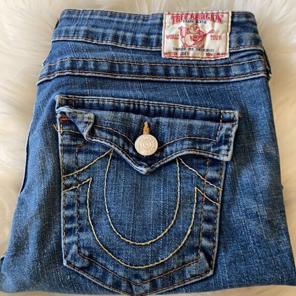 True Religion Joey Man Made Denim Cutoff Shorts - Picture 2 of 13